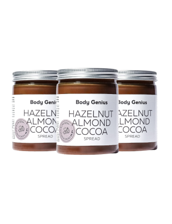 Trio of hazelnut, almond and cocoa creams
