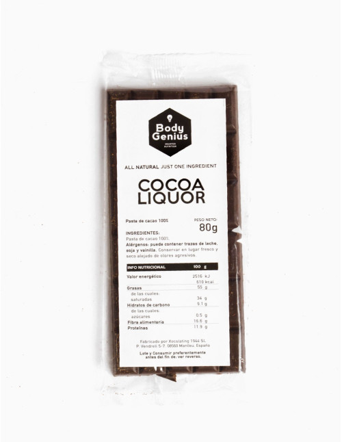 Tableta de 100% cacao sin añadidos - Comprar online - Body Genius